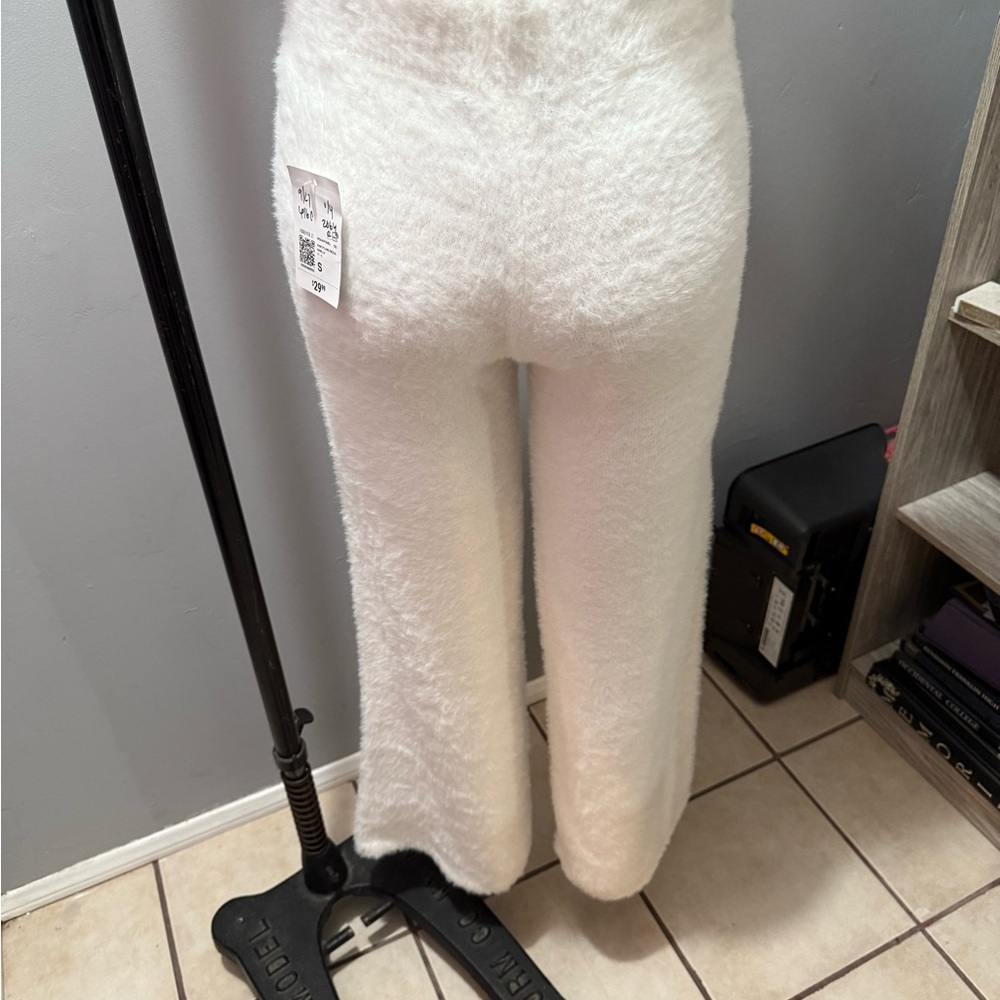 Forever 21 Cream Fuzzy Straight Leg Pants - Picture 3 of 4